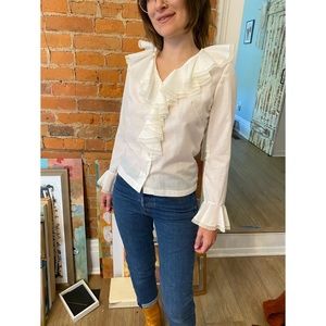 The Carmen Blouse 60’s - 70’s lace ruffle button down XS